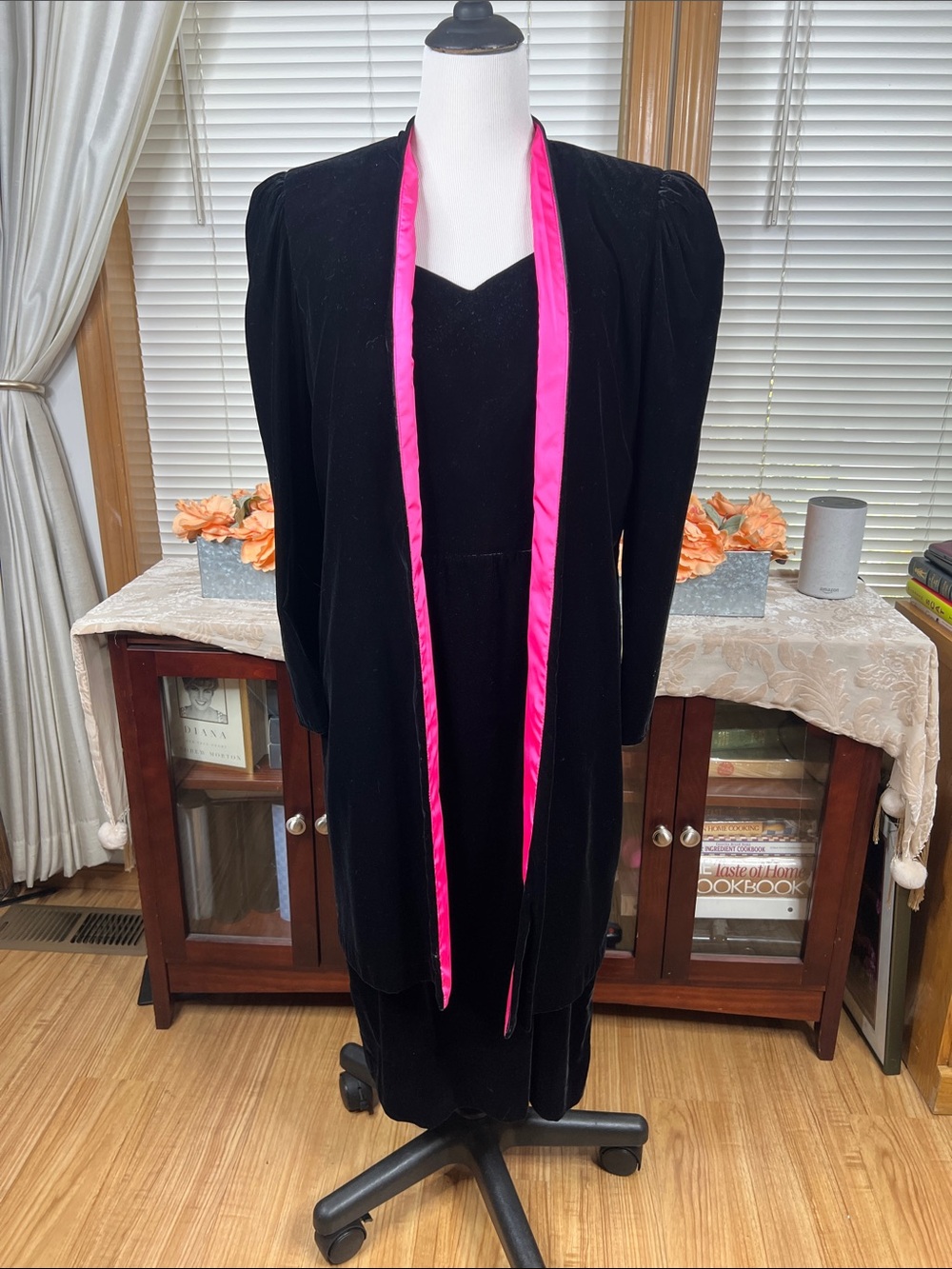 Vintage Patra Black Velvet Dress with Matching Duster/Jacket Deadstock